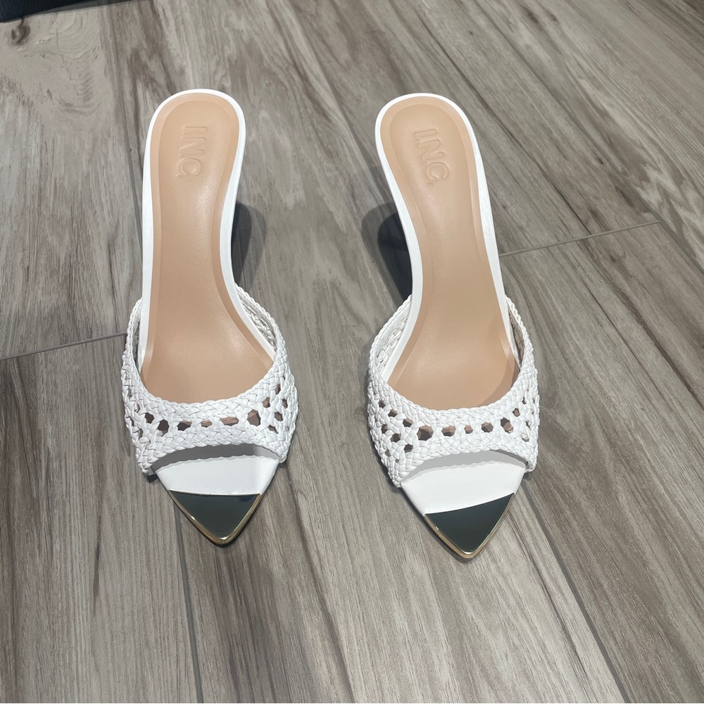 INC International Concepts White Crochet Heels